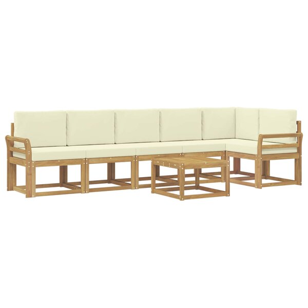 vidaXL Ensemble de canapés d'extérieur 7 pc Blanc et crème Polyester