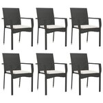 vidaXL Ensemble à manger de jardin coussins 7Pièces Noir Résine tressée