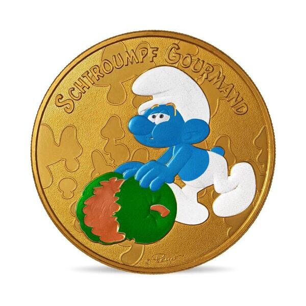 Les schtroumpfs - mini-médaille schtroumpf gourmand