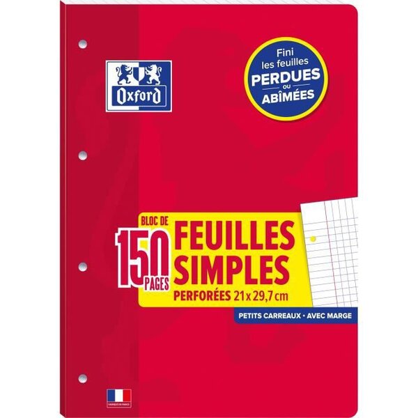 FM DETACHABLES OXFORD SCHOOL A4 150P 90G PERFOREES 4 TROUS  Q5/5+MARGE