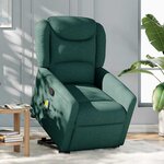 vidaXL Fauteuil inclinable de massage Vert foncé Tissu