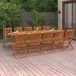 vidaXL Ensemble à manger de jardin 11 Pièces 280x90x75 cm bois d'acacia