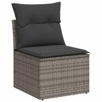 vidaXL Salon de jardin avec coussins 7 Pièces gris résine tressée acacia