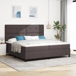 vidaXL Lit à ressorts avec matelas et LED - Marron foncé  200 x 200 cm en tissu