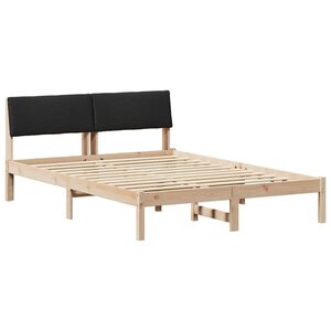 vidaXL Cadre de lit Marron et noir 160 x 200 cm Bois massif en pin