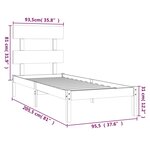 vidaXL Cadre de lit Blanc Bois massif 90x200 cm