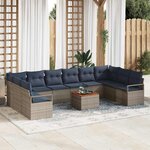 vidaXL Ensemble de canapé de jardin 11 Pièces Gris Poly rotin