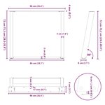 vidaXL Pieds de table à manger en U 2 pièces Blanc 90 x (72-73) cm Acier