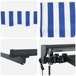 vidaXL Auvent Rétractable Rayé bleu et blanc 350 x 250 cm Tissu