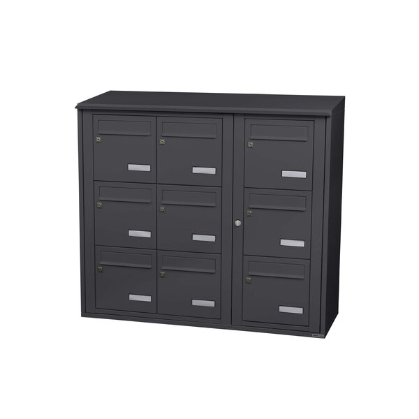 Bloc collectif Leabox 3x3 grade 3 simple face extérieur fixation murale gris anthracite ral 7016 finition brillante