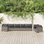 vidaXL Salon de jardin 8 Pièces avec coussins Gris Résine tressée