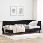 vidaXL Cadre de lit d'angle avec matelas Noir 90 x 200 cm Velours