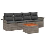 vidaXL Ensemble de canapé de jardin 5 Pièces Gris Poly rotin