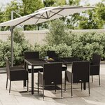 vidaXL Ensemble à manger de jardin coussins 7Pièces Noir Résine tressée