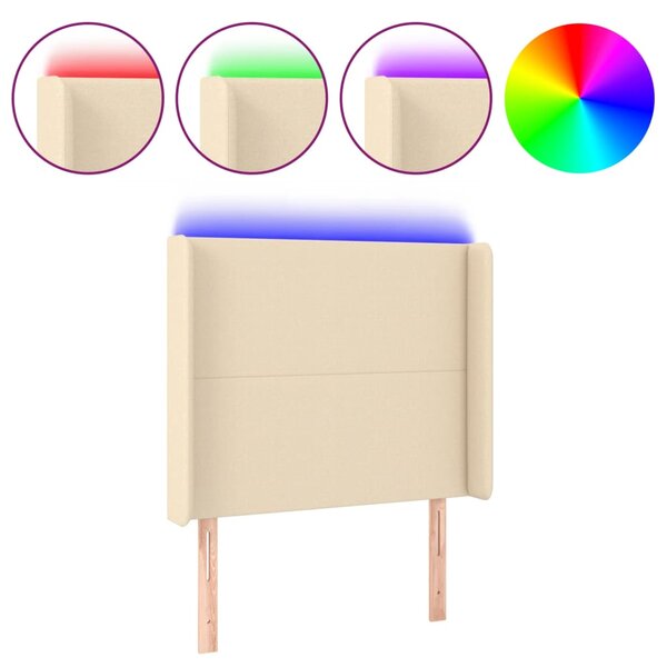 vidaXL Tête de lit à LED Crème 103x16x118/128 cm Tissu