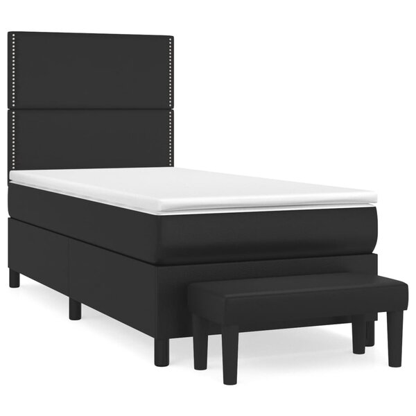 vidaXL Sommier à lattes de lit avec matelas Noir 100x200 cm Similicuir