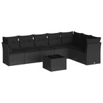 vidaXL Salon de jardin 8 Pièces avec coussins noir résine tressée