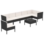 vidaXL Salon de jardin 8 Pièces avec coussins résine tressée noir