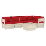 vidaXL Salon de jardin palette 6 Pièces avec coussins bois d'épicéa