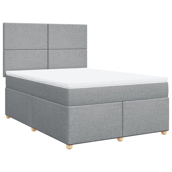 vidaXL Sommier à lattes de lit avec matelas Gris clair 140x190cm Tissu