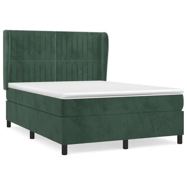 vidaXL Sommier à lattes de lit et matelas Vert foncé 140x190cm Velours