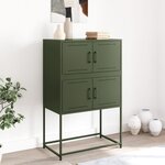 vidaXL Buffet vert olive 68 5x38 5x107 cm acier