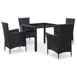 vidaXL Ensemble à manger d'extérieur 5 Pièces Résine tressée Noir