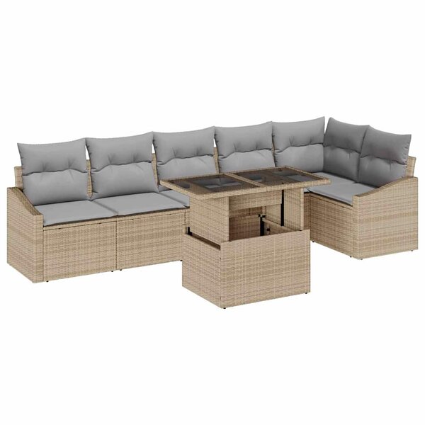 vidaXL Ensemble de canapé de jardin 7 Pièces beige et gris clair