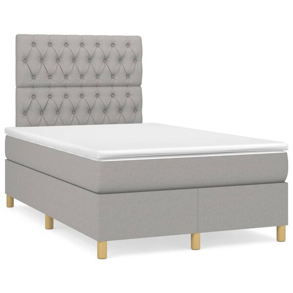 vidaXL Sommier à lattes de lit avec matelas Gris clair 120x200cm Tissu