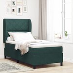 Lit à ressorts avec matelas vidaXL Vert foncé 90x190 cm Velours