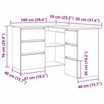 vidaXL Bureau d'angle Chêne noir 145 x 100 x 76 cm Bois d'ingénierie