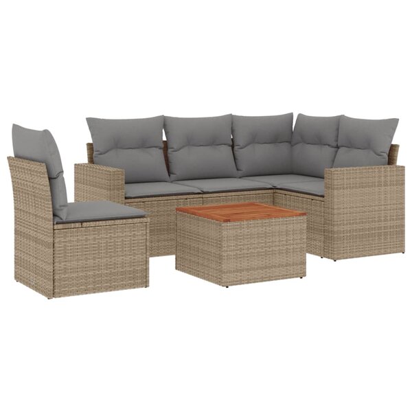 vidaXL Salon de jardin avec coussins 6 Pièces beige résine tressée