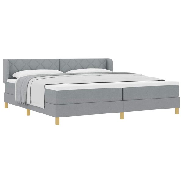 vidaXL Lit à ressorts avec matelas Gris clair 200 x 200 cm tissu