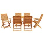 vidaXL Ensemble de salle à manger pour jardin 7 Pièces Marron