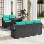 vidaXL Ensemble de canapé de jardin avec coussin 6 Pièces Noir Poly rotin