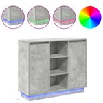 vidaXL Buffet LED Gris béton 90 x 32 x 75 cm Bois d'ingénierie