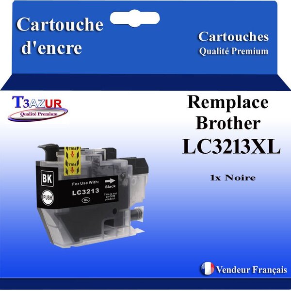 T3AZUR- Cartouche compatible avec Brother LC3213 XL pour Brother DCP-J497DW  DCP-J572DW  DCP-J772DNW  DCP-J772DW  DCP-J774DW  Noire