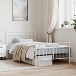 vidaXL Cadre de lit métal sans matelas et pied de lit blanc 107x203 cm