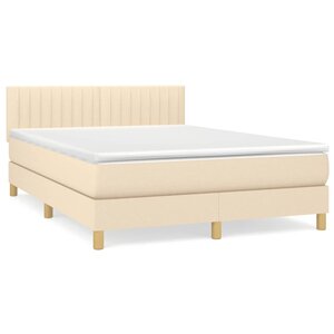 vidaXL Sommier à lattes de lit avec matelas Crème 140x200 cm Tissu