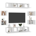 vidaXL Ensemble de meubles TV 8 Pièces Blanc Bois d'ingénierie