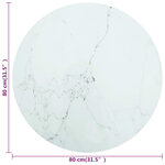 vidaXL Dessus de table blanc Ø80x1 cm verre trempé avec design marbre