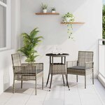 vidaXL Ensemble de salle à manger pour jardin 3 Pièces Gris Poly rotin
