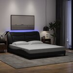 vidaXL Cadre de lit avec LED sans matelas noir 160x200 cm tissu