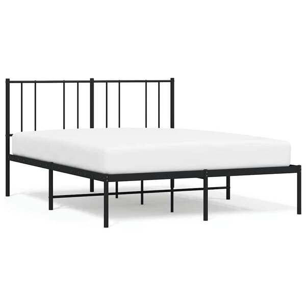 vidaXL Cadre de lit métal sans matelas avec tête de lit noir 140x190cm