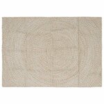vidaXL Tapis de surface Naturel et Blanc 140 x 200 cm Jute