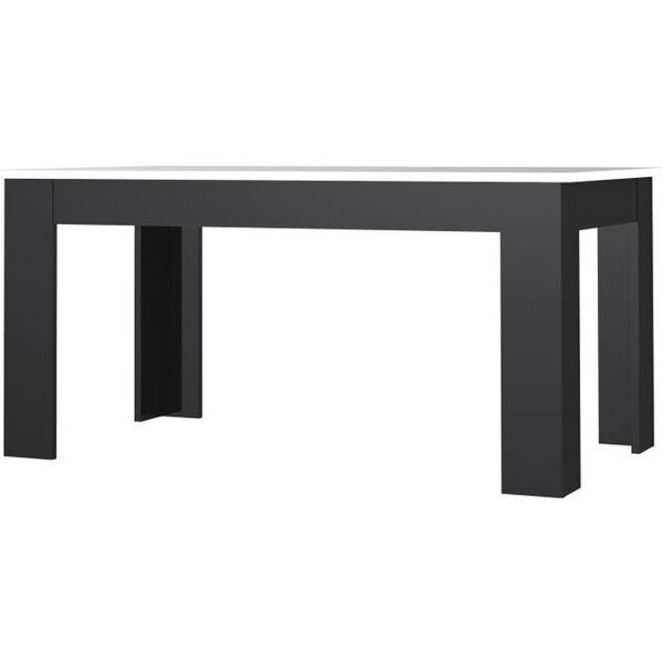 PILVI Table a manger de 6 a 8 personnes style contemporain - Blanc et noir mat - L 160 x l 90 cm