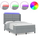 vidaXL Lit à ressorts avec matelas & LED gris clair 140x190 cm en tissu.