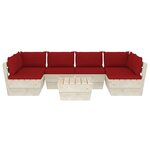 Salon de jardin meuble d'extérieur ensemble de mobilier palette 7 pièces avec coussins épicéa imprégné 02_0018502