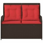 vidaXL Banc inclinable de jardin avec coussins marron résine tressée