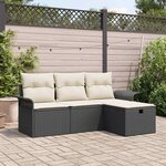vidaXL Ensemble de canapé de jardin avec coussin 4 Pièces Noir et crème